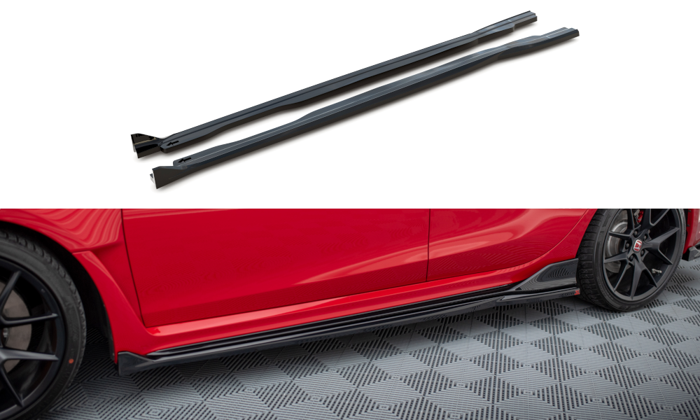 Maxton Design Street+ Seitenschweller Leisten V.2 passend für Honda Civic Type-R Mk 11 schwarz Hochglanz