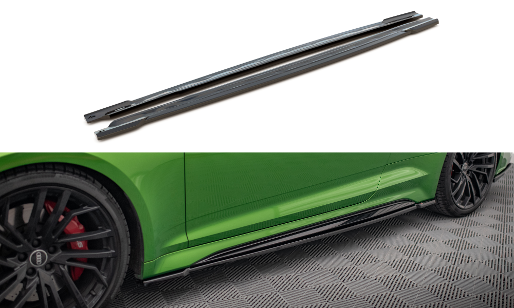 Maxton Design Street+ Seitenschweller Leisten passend für Audi RS5 Coupe F5 Facelift schwarz Hochglanz