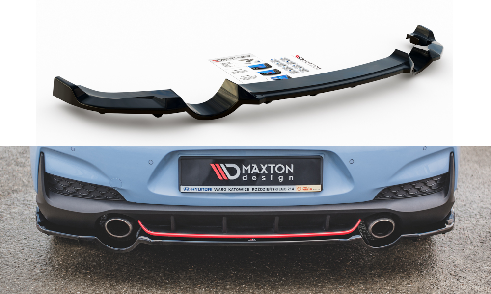 Maxton Design Street+ Mittlerer Diffusor RACE passend für Hyundai I30 N Mk3 Hatchback schwarz Hochglanz