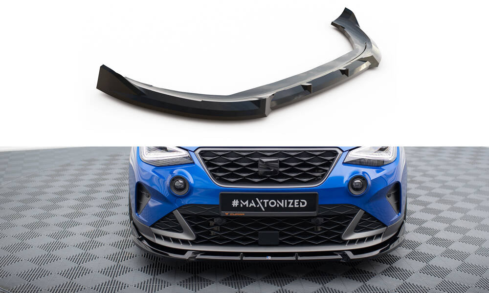 Maxton Design Street+ Spoilerlippe Front Ansatz passend für Seat Arona FR Mk1 Facelift schwarz Hochglanz