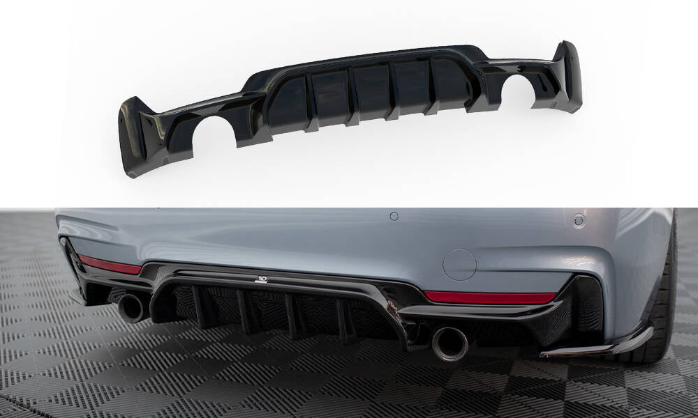 Maxton Design Diffusor Heck Ansatz passend für BMW 4er Coupe / Gran Coupe / Cabrio M-Paket F32 / F36 / F33 (Einzelauspuff li. re.)