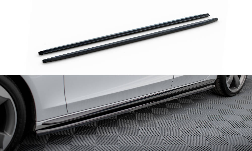 Maxton Design Street+ Seitenschweller Leisten passend für V.3 passend für Audi A4 / A4 S-Line / S4 B8 schwarz Hochglanz