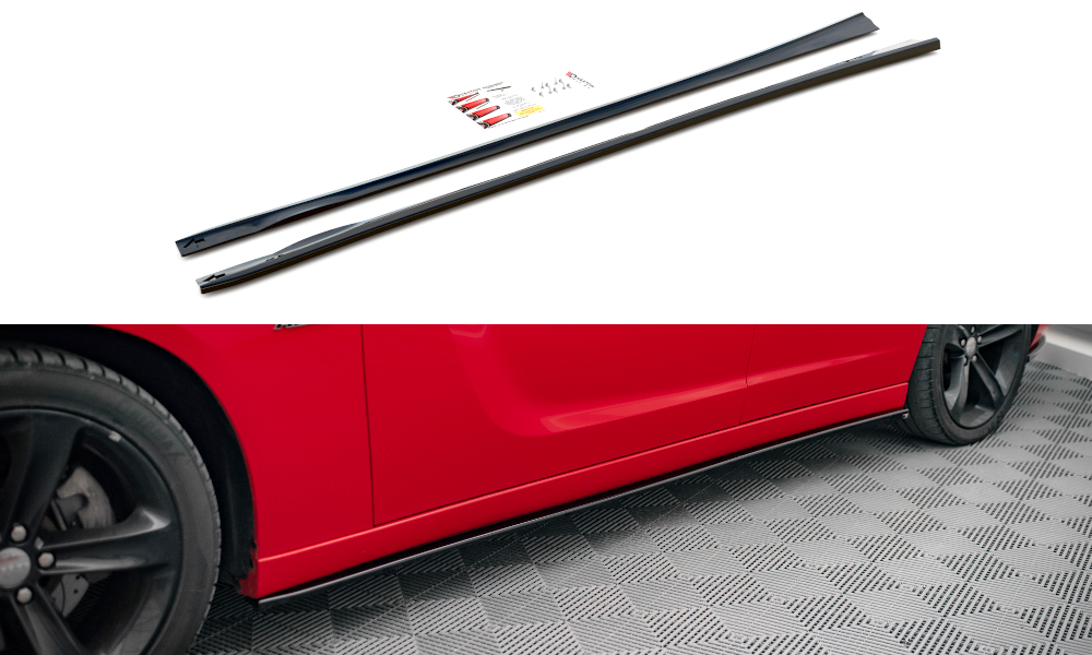 Maxton Design Street+ Seitenschweller Leisten passend für Dodge Charger RT Mk7 Facelift schwarz Hochglanz