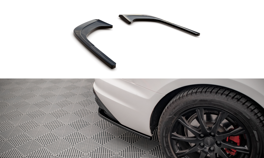 Maxton Design Heck Ansatz Flaps Diffusor passend für Audi A4 B9 Facelift schwarz Hochglanz