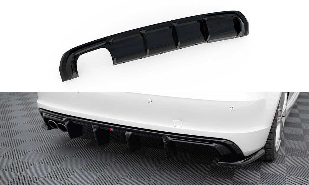 Maxton Design Diffusor Heck Ansatz passend für Audi A3 S-Line Sportback 8V (Doppelauspuff li.)