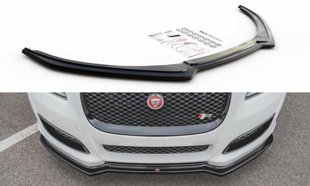 Maxton Design Street+ Spoilerlippe Front Ansatz passend für Jaguar XJ R-Sport X351 Facelift schwarz Hochglanz