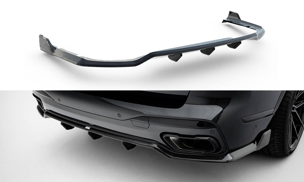 Maxton Design Prepreg Carbon Fiber Diffusor Heck Ansatz passend für BMW X7 M-Paket G07 Facelift (version mitout towbar)
