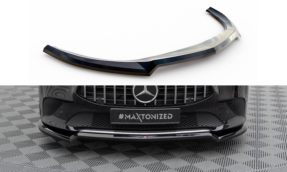 Maxton Design Street+ Spoilerlippe Front Ansatz V.1 passend für Mercedes-Benz CLA C118 schwarz Hochglanz