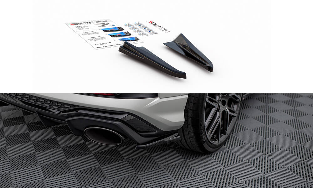 Maxton Design Heck Ansatz Flaps Diffusor passend für Audi RSQ3 SUV F3 schwarz Hochglanz
