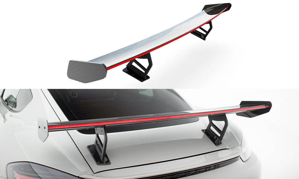Maxton Design Carbon Spoiler With Internal Brackets Uprights V.2 + LED Porsche 718 Cayman 982c für Porsche Cayman 982c