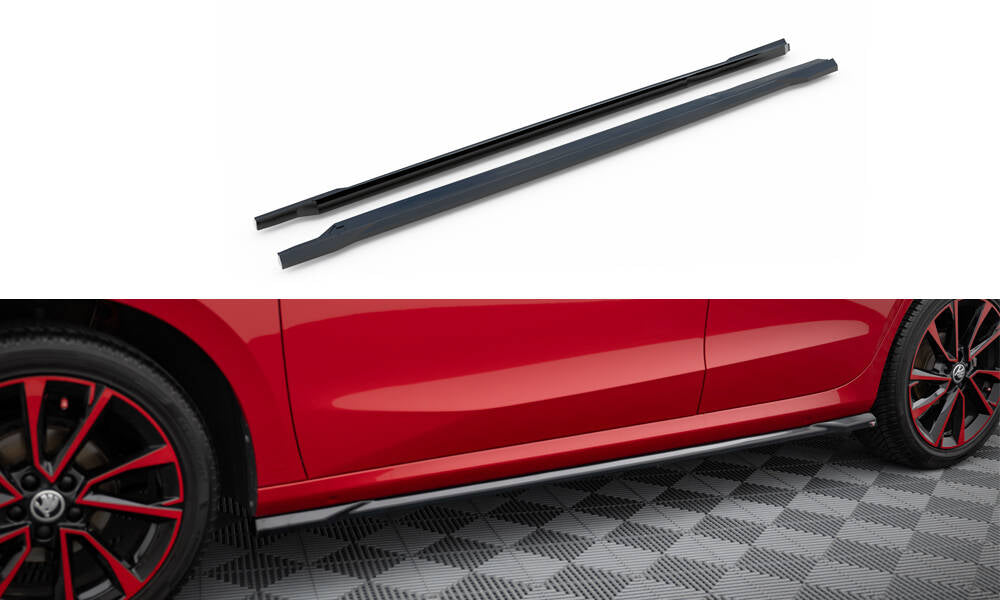 Maxton Design Street+ Seitenschweller Leisten passend für Skoda Fabia Mk4 schwarz Hochglanz