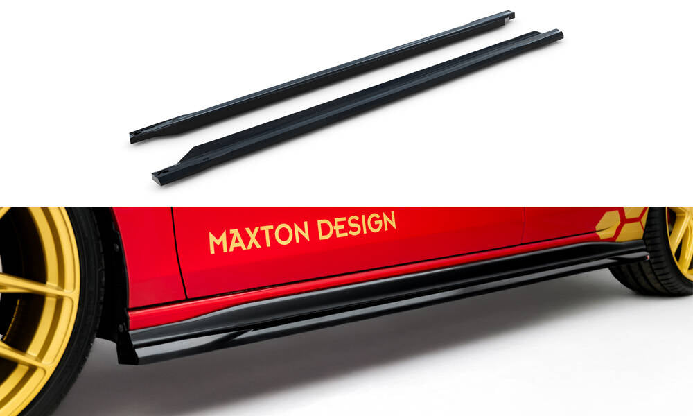 Maxton Design Street+ Seitenschweller Leisten passend für V.1 passend für VW Golf GTI Clubsport Mk8 Facelift schwarz Hochglanz