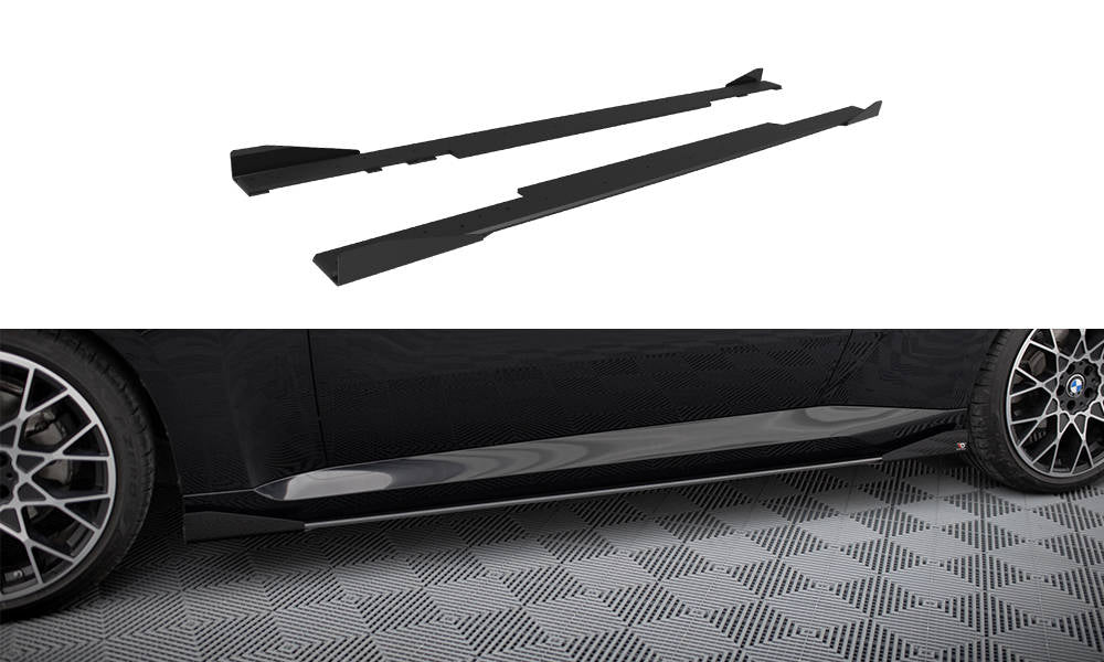 Maxton Design Street Pro Street+ Seitenschweller Leisten + Flaps passend für BMW 2 Coupe G42 schwarz Hochglanz