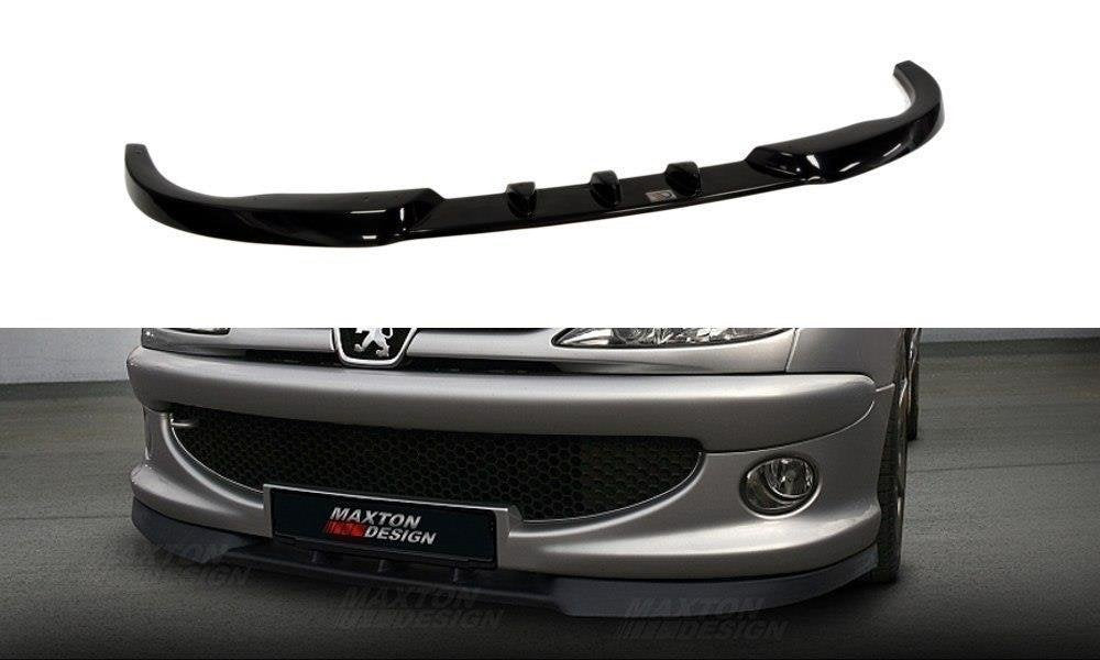 Maxton Design Street+ Spoilerlippe Front Ansatz passend für PEUGEOT 206 (passend für: CC, RC, GTI, S16, XSI, XS, SPORT) schwarz Hochglanz