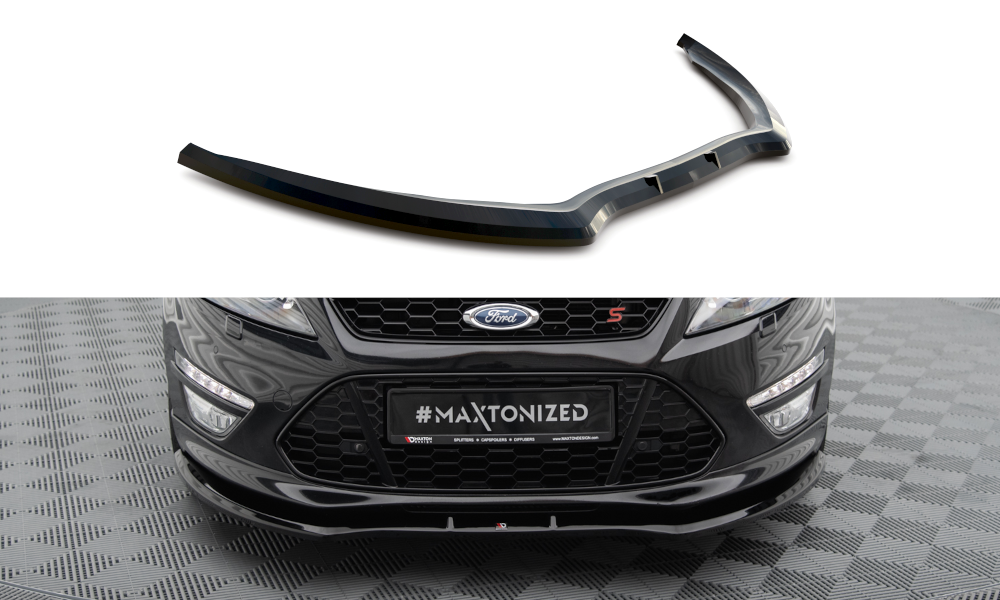 Maxton Design Street+ Spoilerlippe Front Ansatz V.1 passend für Ford Mondeo ST-Line Limousine Mk4 Facelift schwarz Hochglanz
