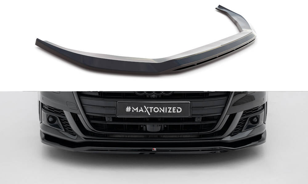 Maxton Design Street+ Spoilerlippe Front Ansatz V.1 passend für Audi S8 / A8 S-Line D5 schwarz Hochglanz