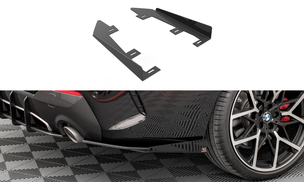 Maxton Design Hintere Seiten Flaps passend für BMW 4er M-Paket G22 / G23 / G22 Facelift / G23 Facelift schwarz Hochglanz