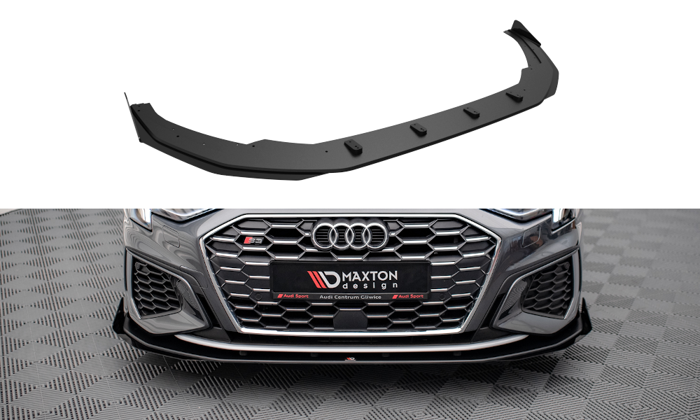 Maxton Design Street Pro Street+ Spoilerlippe Front Ansatz passend für + Flaps passend für + Flaps Audi S3 / A3 S-Line 8Y schwarz Hochglanz