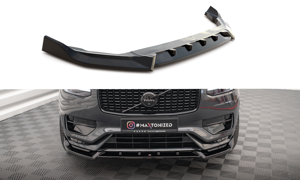Maxton Design Street+ Spoilerlippe Front Ansatz V.2 passend für Volvo XC90 R-Design Mk2 Facelift schwarz Hochglanz
