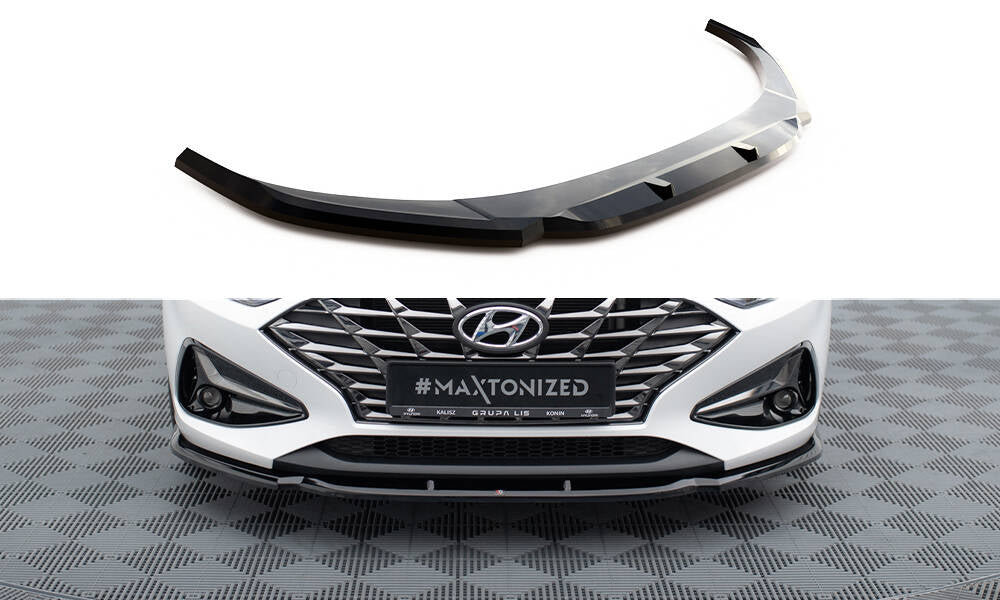Maxton Design Street+ Spoilerlippe Front Ansatz V.1 passend für Hyundai I30 Mk3 Facelift schwarz Hochglanz