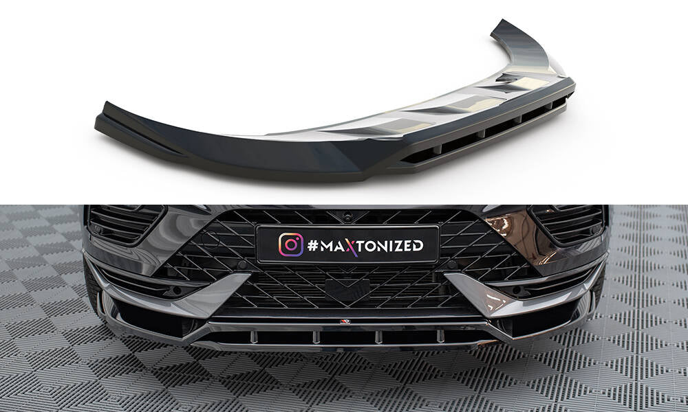 Maxton Design Street+ Spoilerlippe Front Ansatz passend für Cupra Ateca Mk1 Facelift schwarz Hochglanz