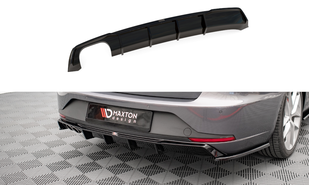 Maxton Design Diffusor Heck Ansatz passend für Seat Leon FR Sportstourer Mk3 schwarz Hochglanz