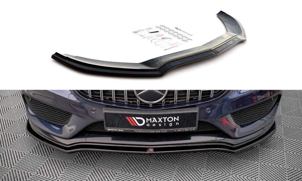 Maxton Design Street+ Spoilerlippe Front Ansatz V.1 passend für Mercedes-AMG C 43 / AMG-Line W205 schwarz Hochglanz
