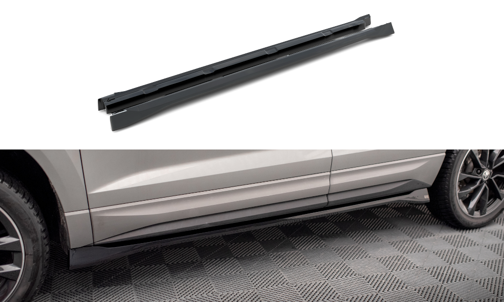 Maxton Design Street+ Seitenschweller Leisten passend für Skoda Karoq Sportline Mk1 schwarz Hochglanz