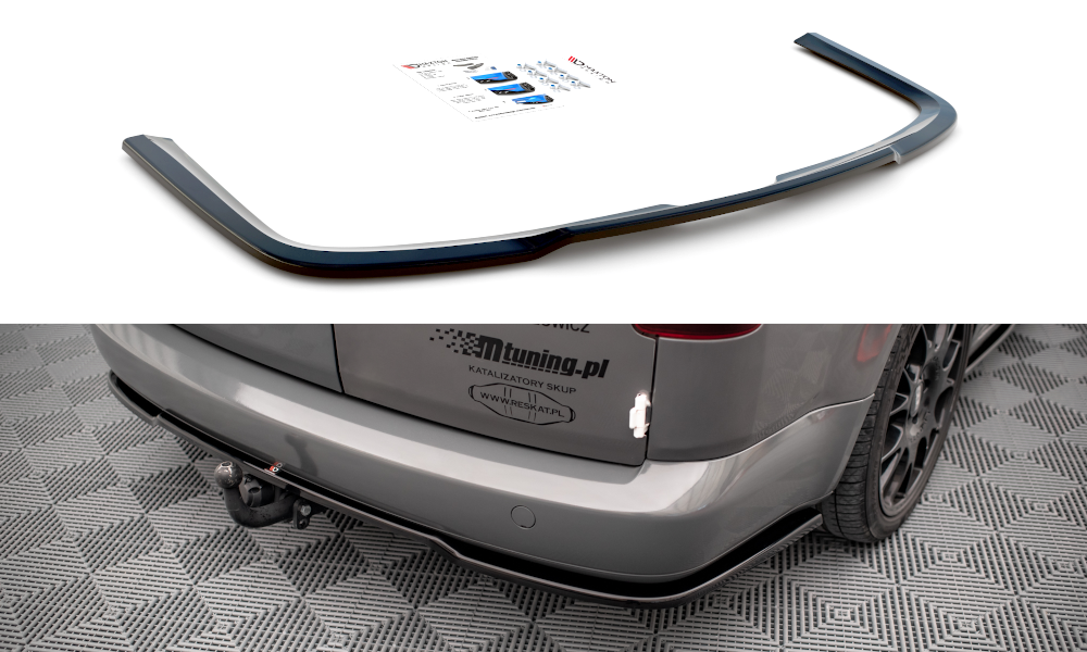 Maxton Design Mittlerer Diffusor Heck Ansatz für Volkswagen Caddy Long Mk3 Facelift Carbon Look
