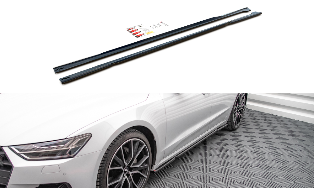 Maxton Design Street+ Seitenschweller Leisten passend für Audi A7 C8 schwarz Hochglanz