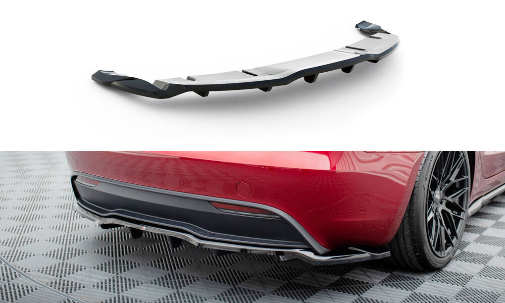 Maxton Design Street+ Mittlerer Diffusor RACE V.2 passend für Tesla Model 3 Project HighlandFacelift schwarz Hochglanz