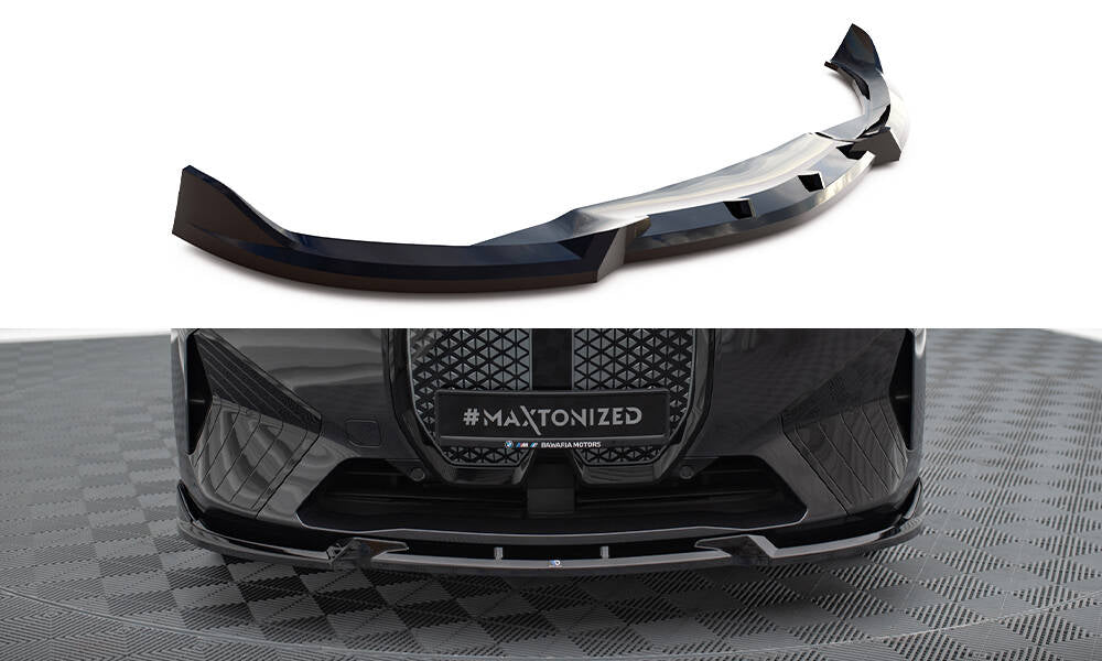 Maxton Design Street+ Spoilerlippe Front Ansatz V.1 passend für BMW iX M-Paket i20 schwarz Hochglanz