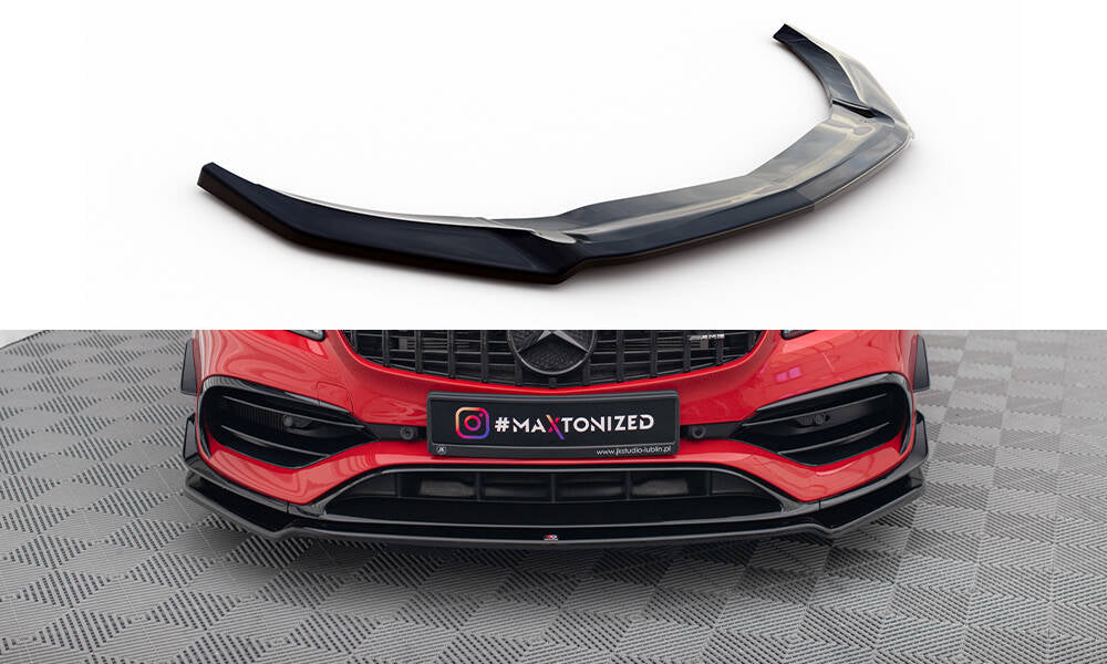 Maxton Design Street+ Spoilerlippe Front Ansatz V.2 passend für Mercedes-Benz A45 Aero W176 Facelift schwarz Hochglanz