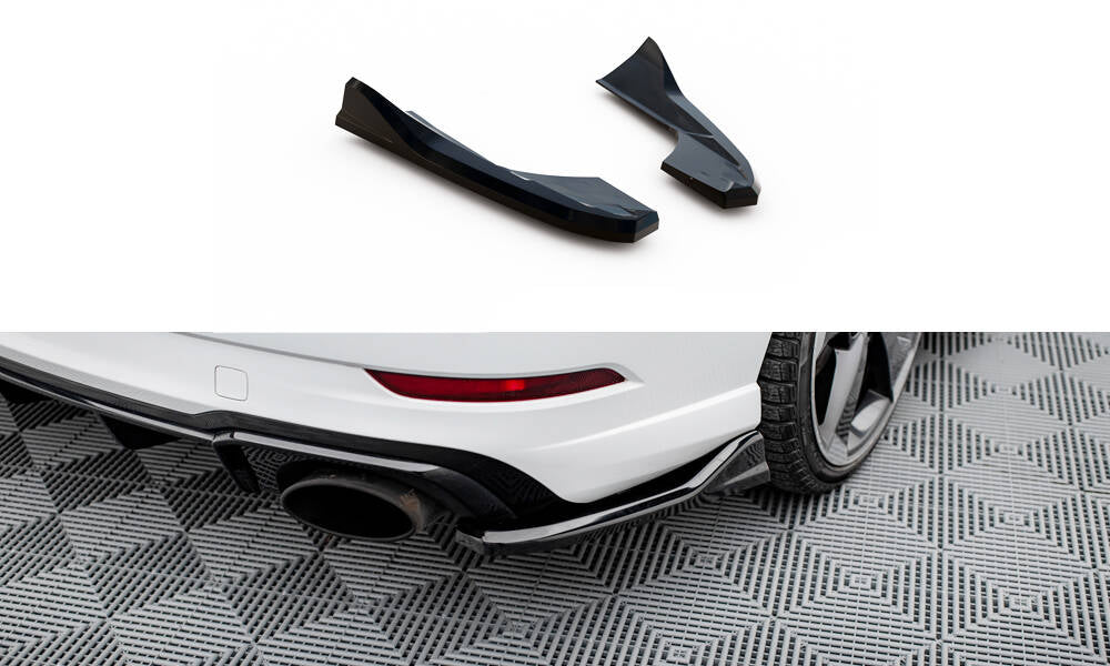 Maxton Design Heck Ansatz Flaps Diffusor V.3 passend für Audi RS3 Limousine 8V Facelift schwarz Hochglanz