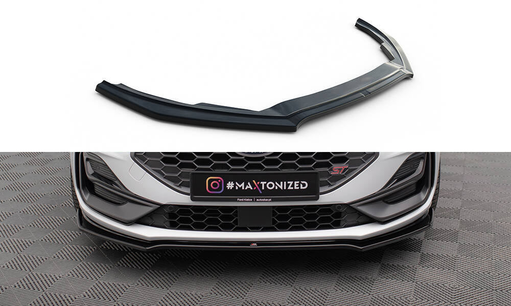 Maxton Design Street+ Spoilerlippe Front Ansatz V.1 passend für Ford Focus ST / ST-Line Mk4 Facelift schwarz Hochglanz