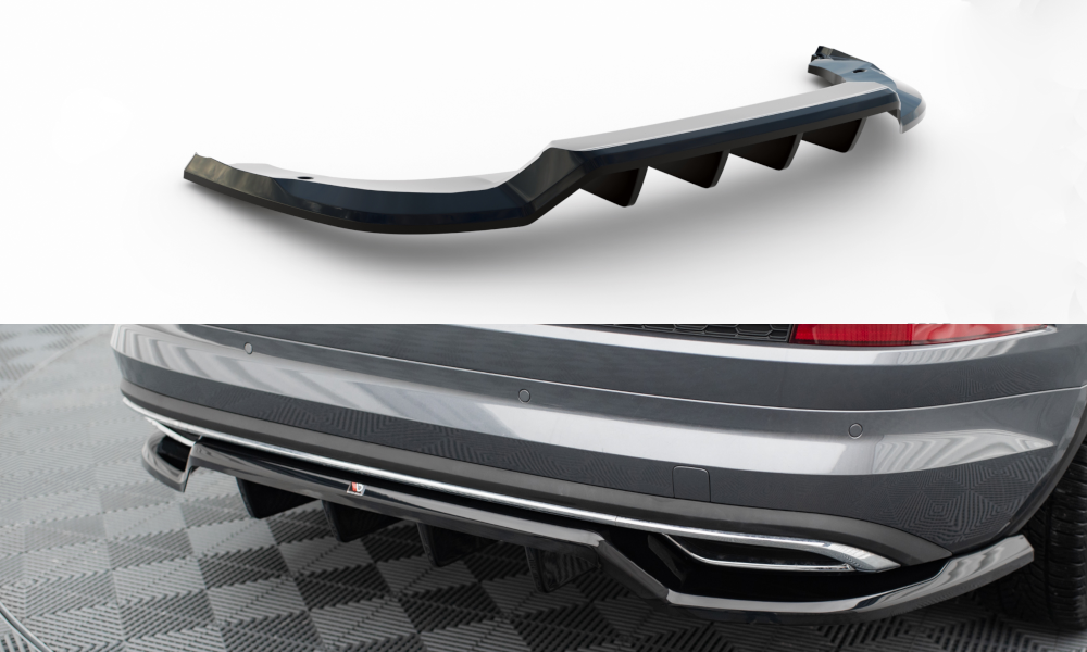 Maxton Design Street+ Mittlerer Diffusor RACE passend für Skoda Kodiaq Sportline Mk1 / Mk1 Facelift schwarz Hochglanz