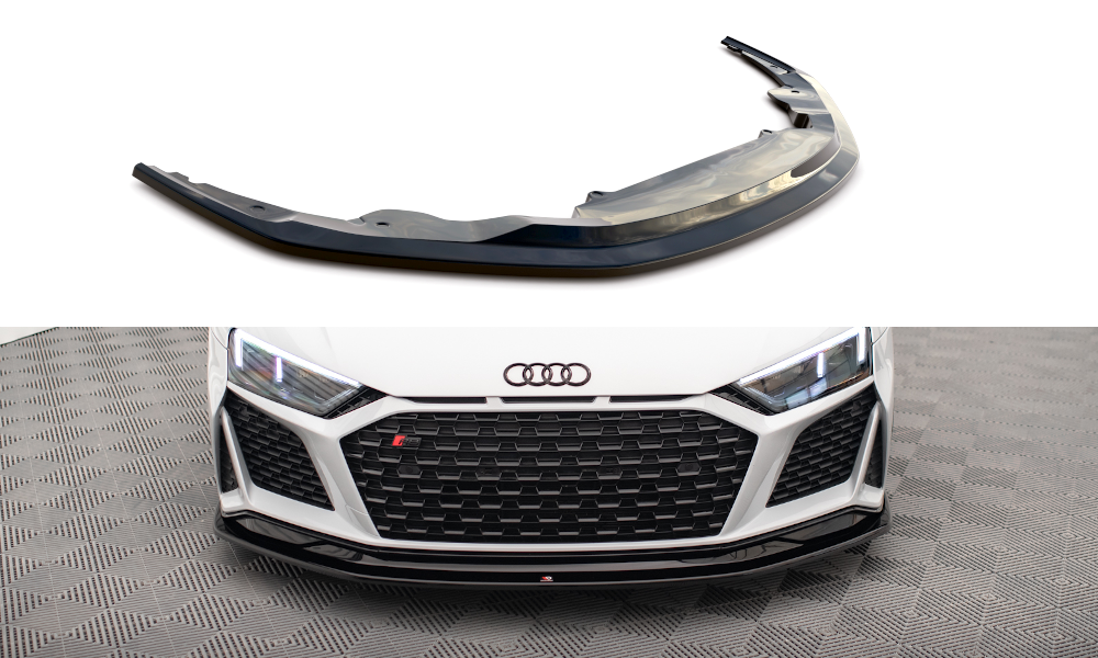 Maxton Design Street+ Spoilerlippe Front Ansatz V.2 passend für Audi R8 Mk2 Facelift schwarz Hochglanz