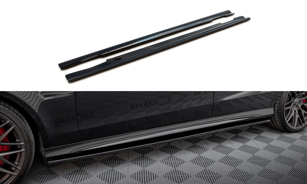Maxton Design Street+ Seitenschweller Leisten passend für Mercedes-Benz E63 AMG / AMG-Line Limousine W212 Facelift schwarz Hochglanz