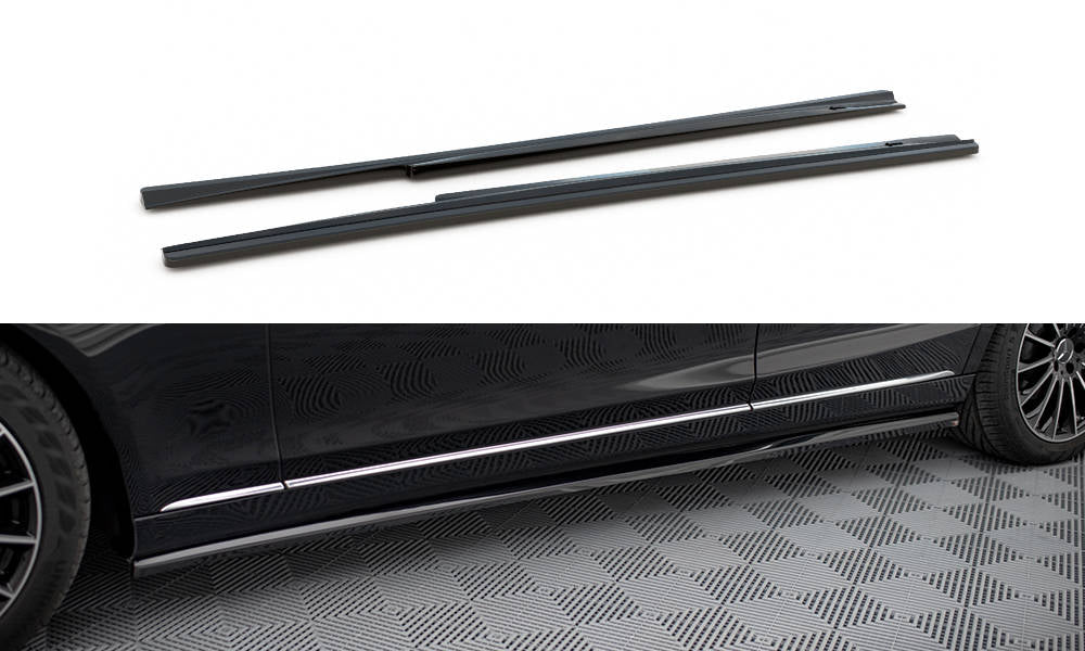 Maxton Design Street+ Seitenschweller Leisten passend für Mercedes-Benz S W222 schwarz Hochglanz
