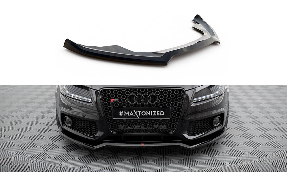 Maxton Design Street+ Spoilerlippe Front Ansatz V.3 passend für Audi S5 / A5 S-Line 8T schwarz Hochglanz