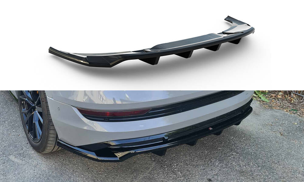 Maxton Design Street+ Mittlerer Diffusor RACE passend für Audi e-Tron S-Line schwarz Hochglanz
