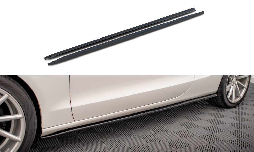 Maxton Design Street+ Seitenschweller Leisten V.2 passend für Audi A5 / A5 S-Line / S5 Coupe 8T schwarz Hochglanz
