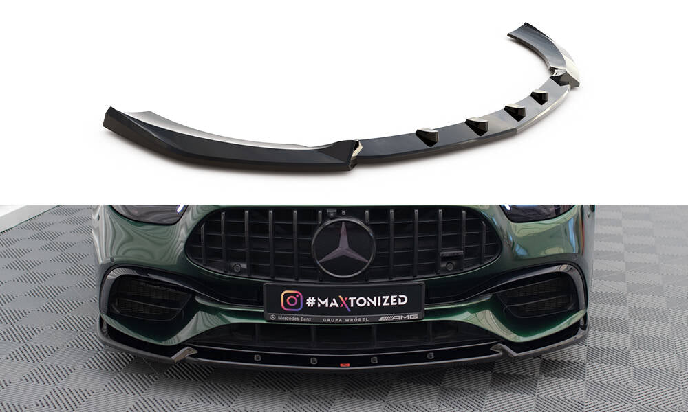 Maxton Design Street+ Spoilerlippe Front Ansatz V.2 passend für Mercedes-AMG E63 W213 Facelift schwarz Hochglanz