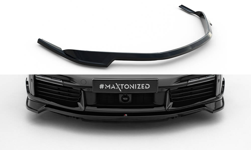 Maxton Design Street+ Spoilerlippe Front Ansatz passend für Porsche 911 Turbo S Sport Package 992 schwarz Hochglanz