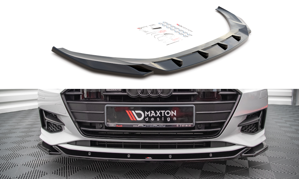 Maxton Design Street+ Spoilerlippe Front Ansatz V.1 passend für Audi A7 C8 schwarz Hochglanz