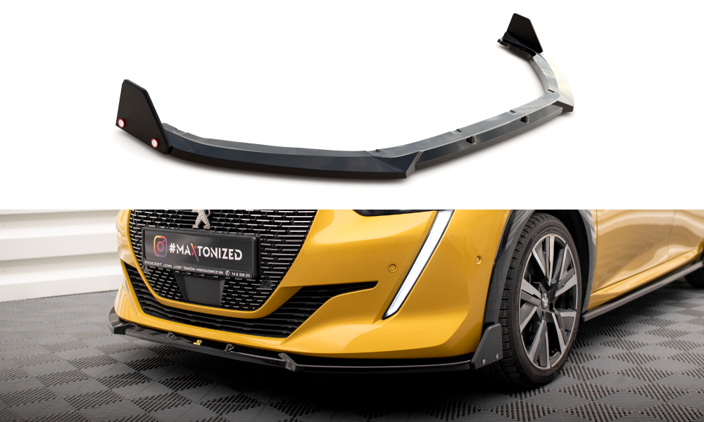 Maxton Design Street+ Spoilerlippe Front Ansatz V.1 + Flaps passend für Peugeot 208 GT Mk2