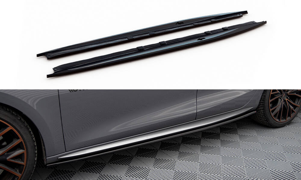 Maxton Design Street+ Seitenschweller Leisten passend für V.1 passend für Cupra Leon ST / Hatchback Aero Mk1 Facelift schwarz Hochglanz