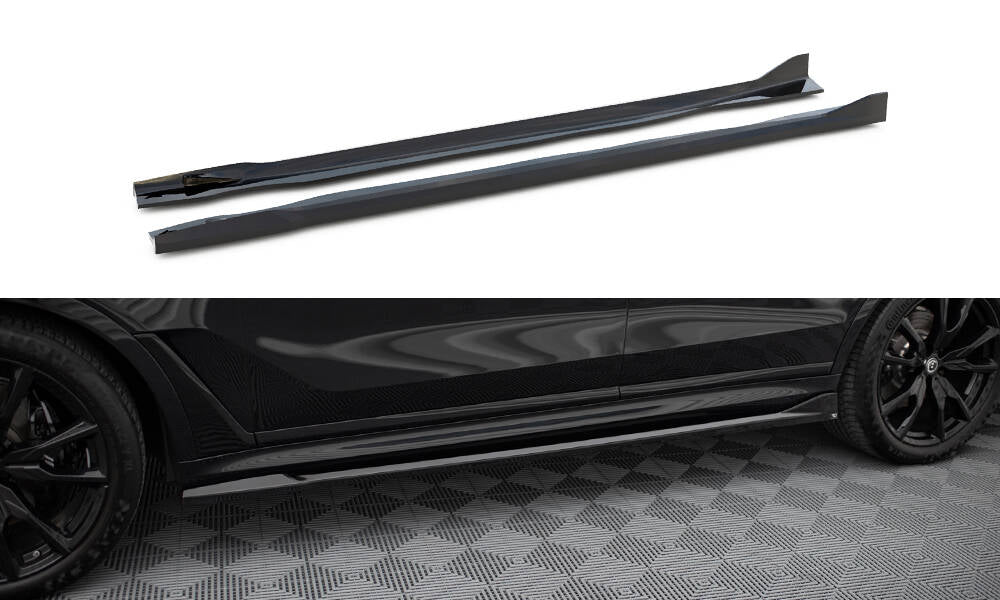 Maxton Design Street+ Seitenschweller Leisten passend für BMW X7 M-Paket G07 Facelift schwarz Hochglanz