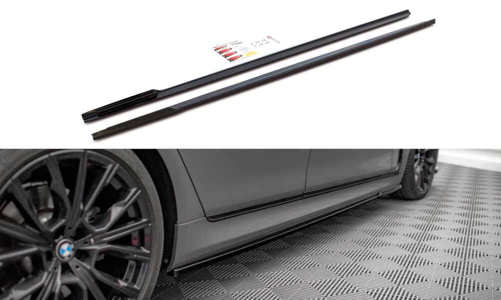 Maxton Design Street+ Seitenschweller Leisten passend für V.1 passend für BMW 7 M-Paket G11 schwarz Hochglanz