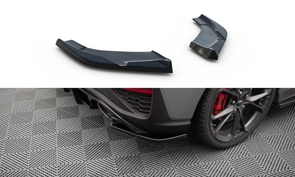 Maxton Design Heck Ansatz Flaps Diffusor V.5 passend für Hyundai I30 N Hatchback Mk3 Facelift schwarz Hochglanz